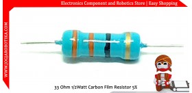 33 Ohm 1/2Watt Carbon Film Resistor