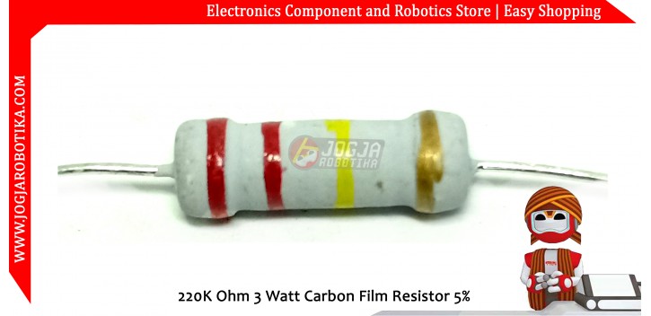 220K Ohm 3 Watt Carbon Film Resistor