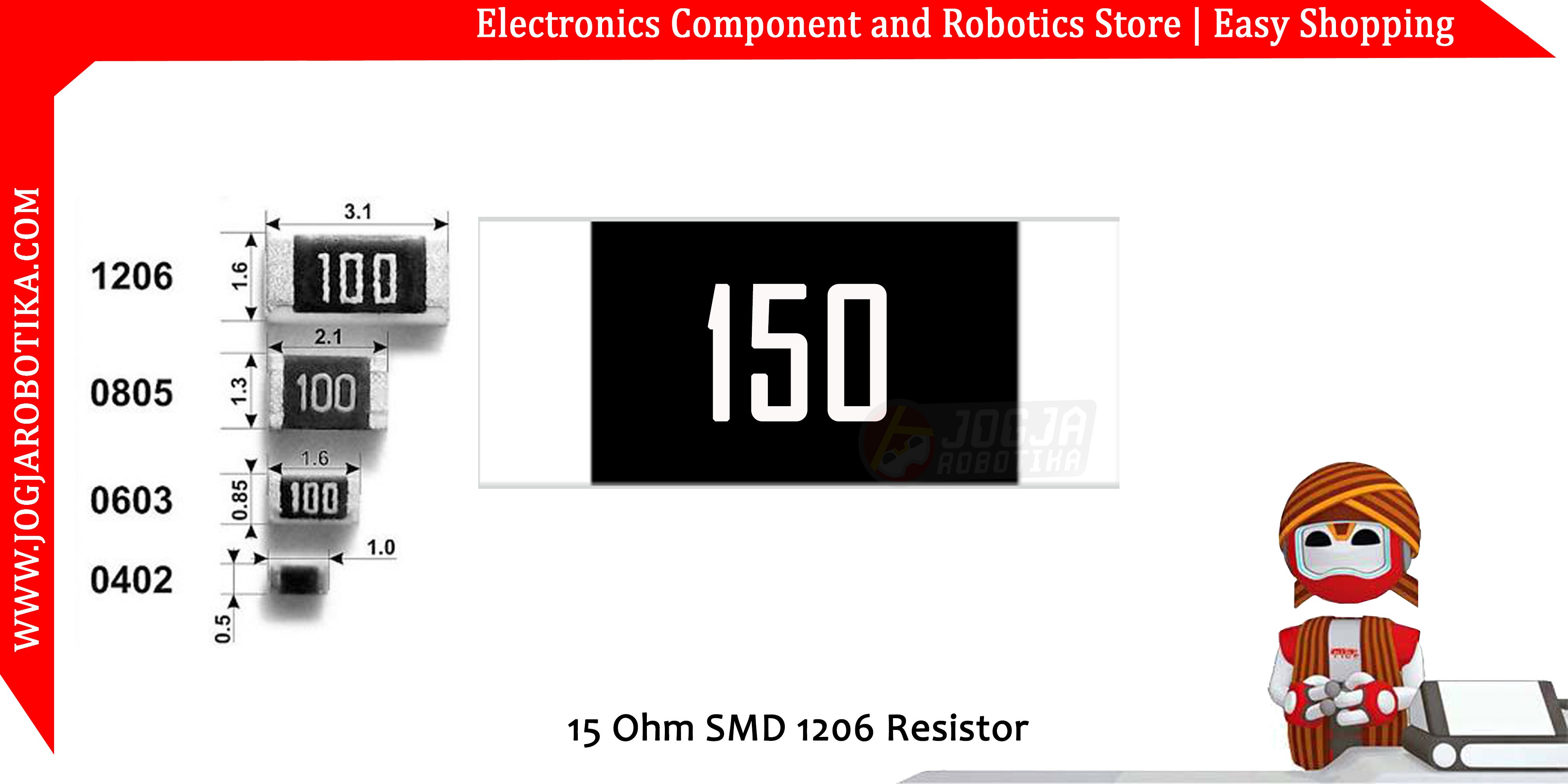 jual 15 Ohm SMD 1206 Resistor