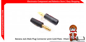 Banana Jack Male Plug Connector 4mm Gold Plate - Hitam