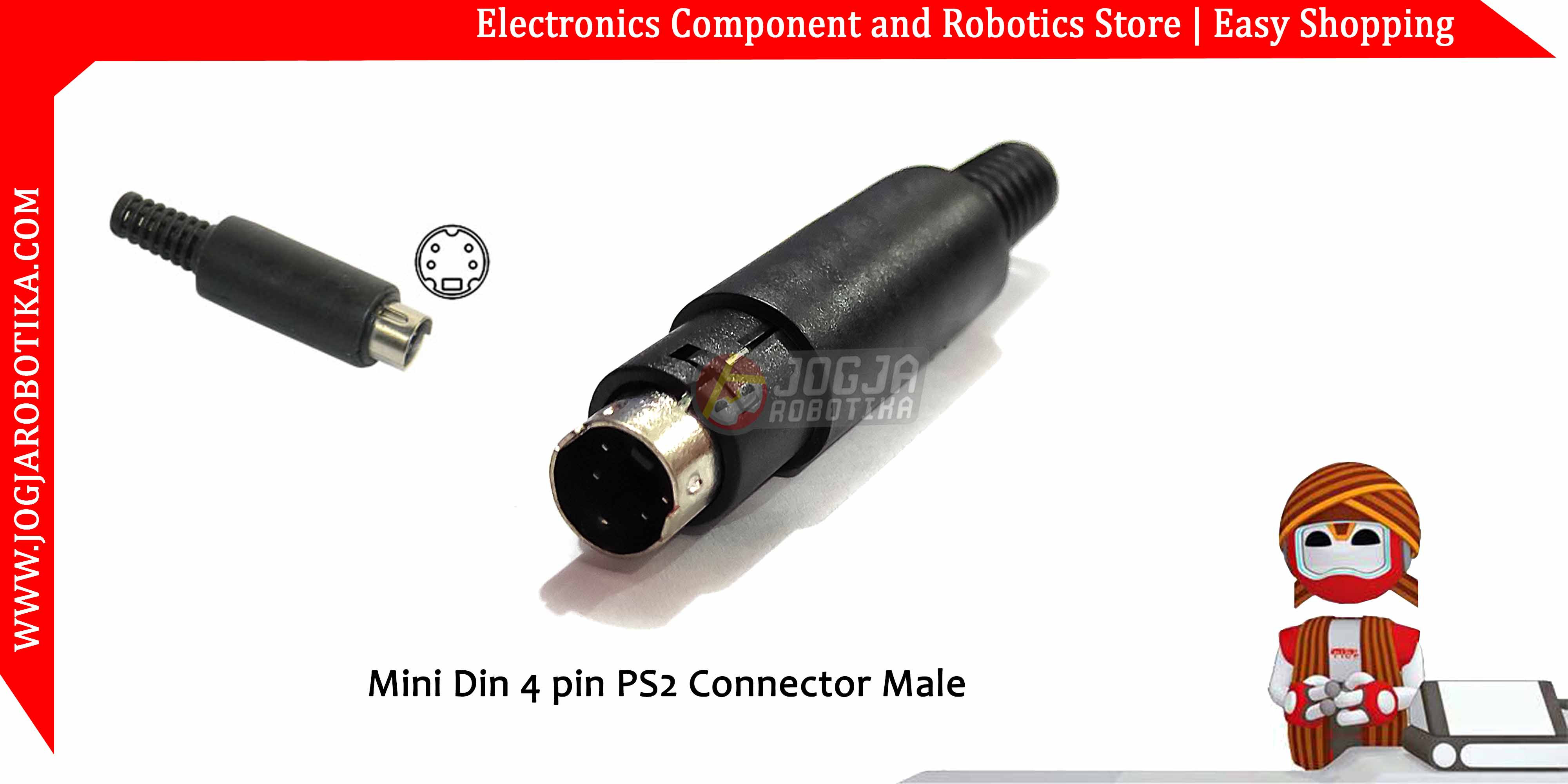 jual Mini Din 4 pin PS2 Connector Male