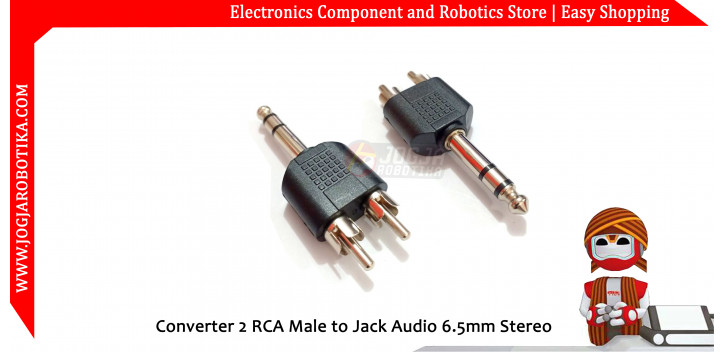 Converter 2 RCA Male to Jack Audio 6.5mm Stereo