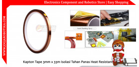 Kapton Tape 3mm x 33m Isolasi Tahan Panas Heat Resistant