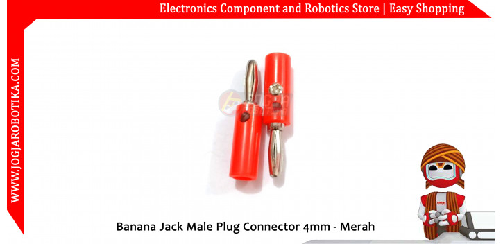 Banana Jack Male Plug Connector 4mm - Merah