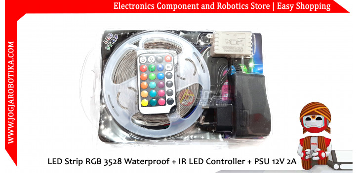 LED Strip RGB 3528 5 Meter Waterproof + IR LED Controller + PSU 12V 2A
