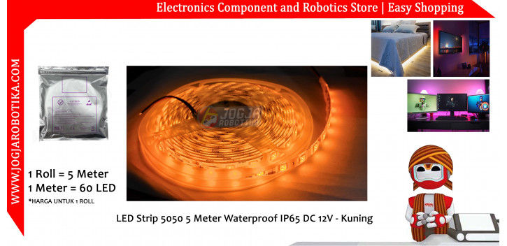 LED Strip Yellow 5050 5 Meter Waterproof IP65 DC 12V - Kuning