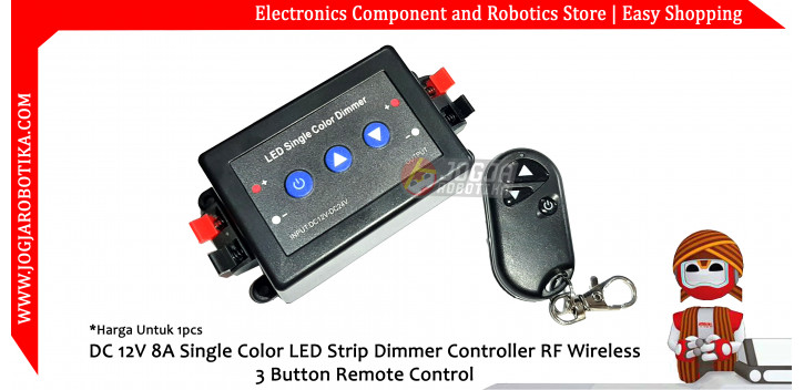 DC 12V 8A Single Color LED Strip Dimmer Controller RF Wireless 3 Button Remote Control