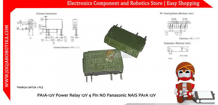 PA1A-12V Power Relay 12V 4 Pin NO Panasonic NAIS PA1A 12V