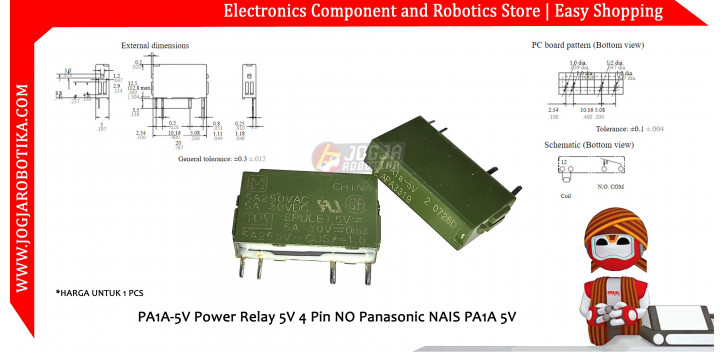 PA1A-5V Power Relay 5V 4 Pin NO Panasonic NAIS PA1A 5V