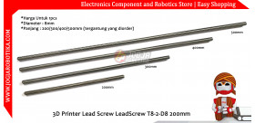 Besi Ulir CNC 3D Printer Lead Screw LeadScrew T8-2-D8 200mm