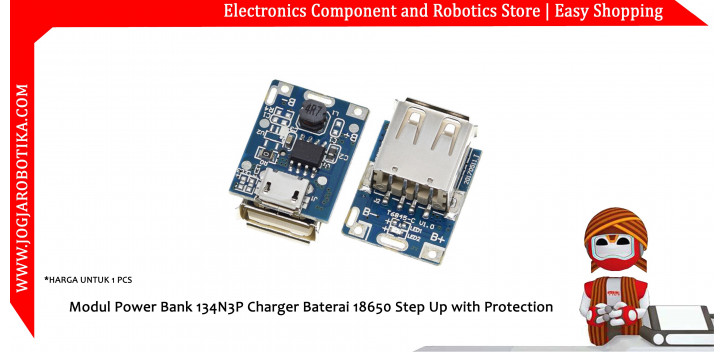 Modul Power Bank 134N3P Charger Baterai 18650 Step Up with Protection - Micro USB