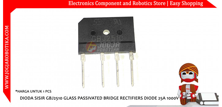 DIODA SISIR GBJ2510 GLASS PASSIVATED BRIDGE RECTIFIERS DIODE 25A 1000V