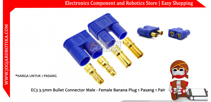 EC3 3.5mm Bullet Connector Male - Female Banana Plug 1 Pasang 1 Pair