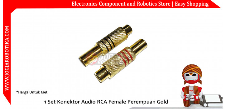 1 Set Konektor Audio RCA Female Perempuan Gold