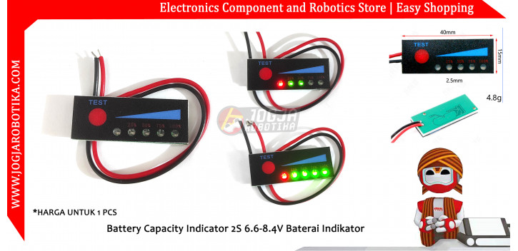 Battery Capacity Indicator 2S 6.6-8.4V Baterai Indikator