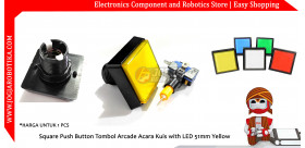 Square Push Button Tombol Arcade Acara Kuis with LED 51mm Yellow