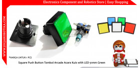 Square Push Button Tombol Arcade Acara Kuis with LED 51mm Green