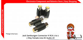 Jack Sambungan Connector H RCA 2 to 2 2 Way Female Line AV Audio LR