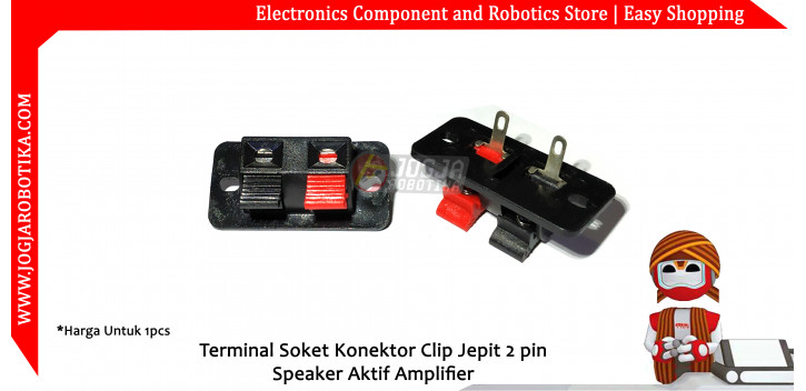 Terminal Soket Konektor Clip Jepit 2 pin Speaker Aktif Amplifier