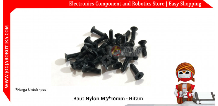 Baut Nylon M3*10mm - Hitam