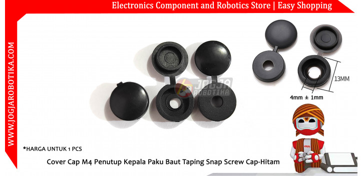 Cover Cap M4 Penutup Kepala Paku Baut Taping Snap Screw Cap-Hitam