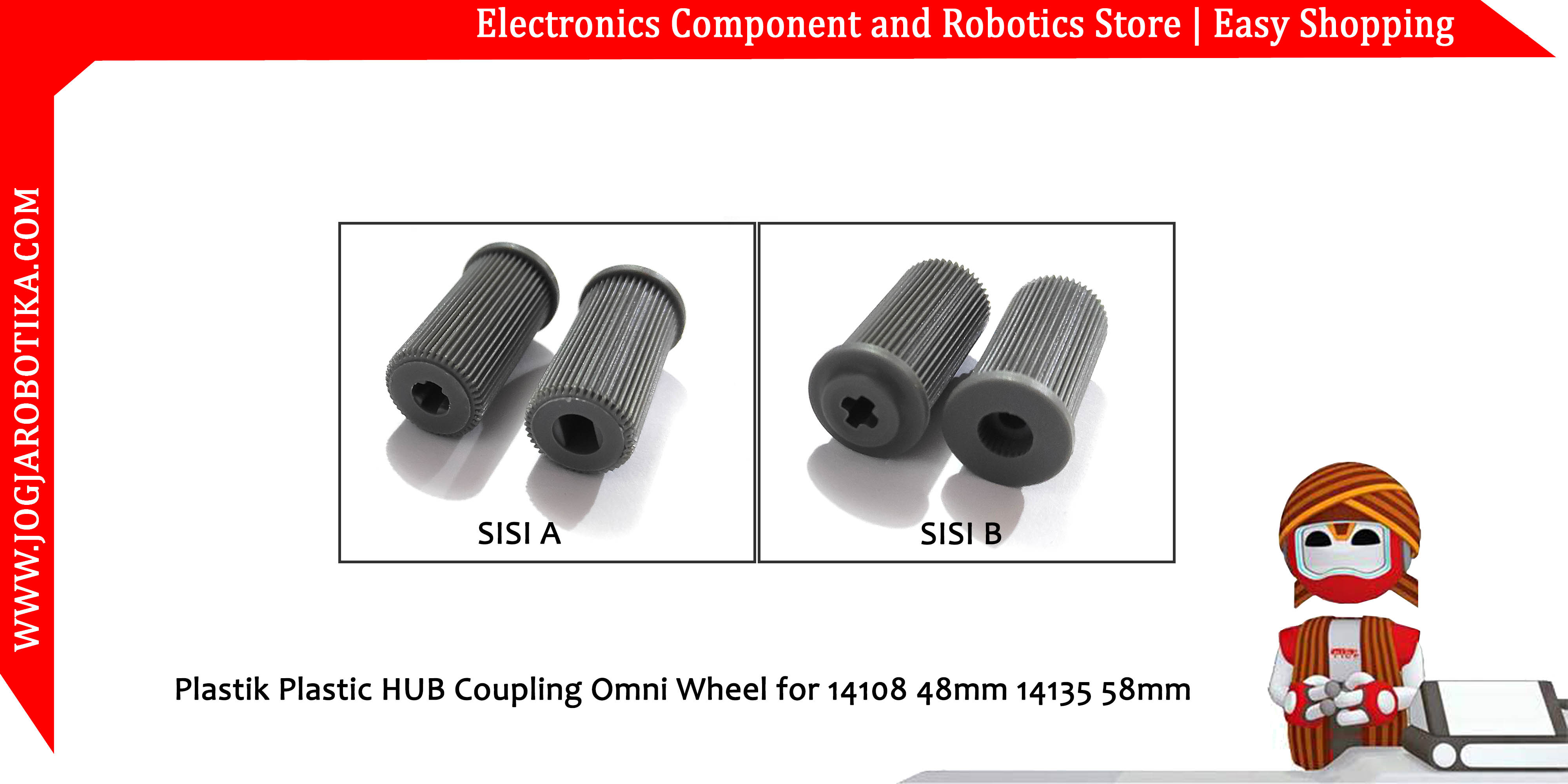 Plastic HUB Coupling Omni Wheel for 14108 48mm 14135 58mm