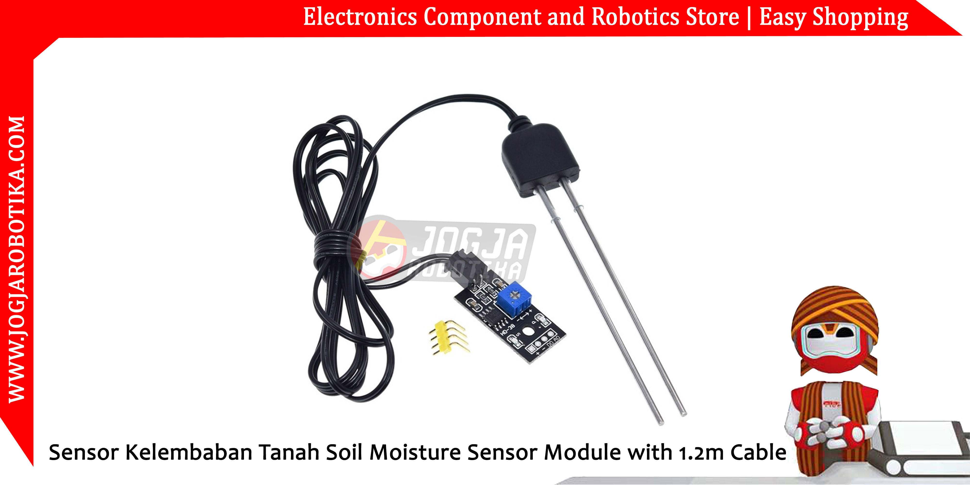 Resistive Sensor Kelembaban Tanah Soil Moisture Sensor Module with 1.2m Cable