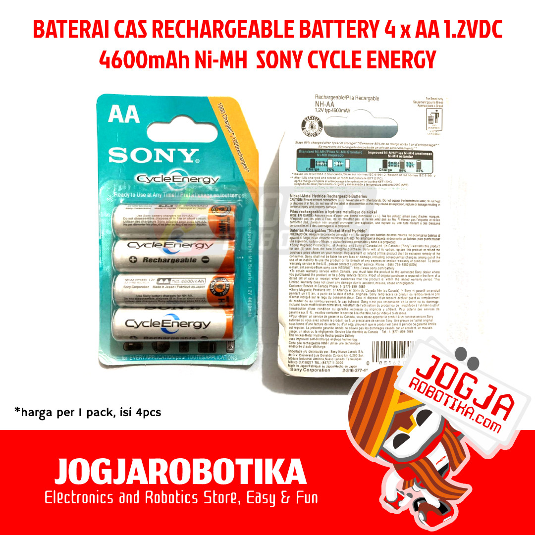 Baterai Cas Rechargeable Battery 4 x AA 1.2V NiMH 4600mah Sony CycleEnergy