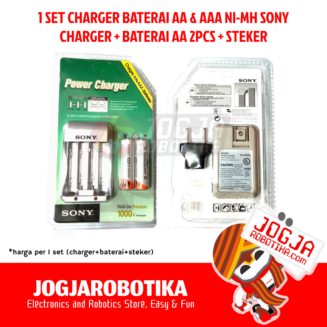 1 SET CHARGER BATERAI AA & AAA NI-MH SONY - CHARGER+BATERAI AA+STEKER