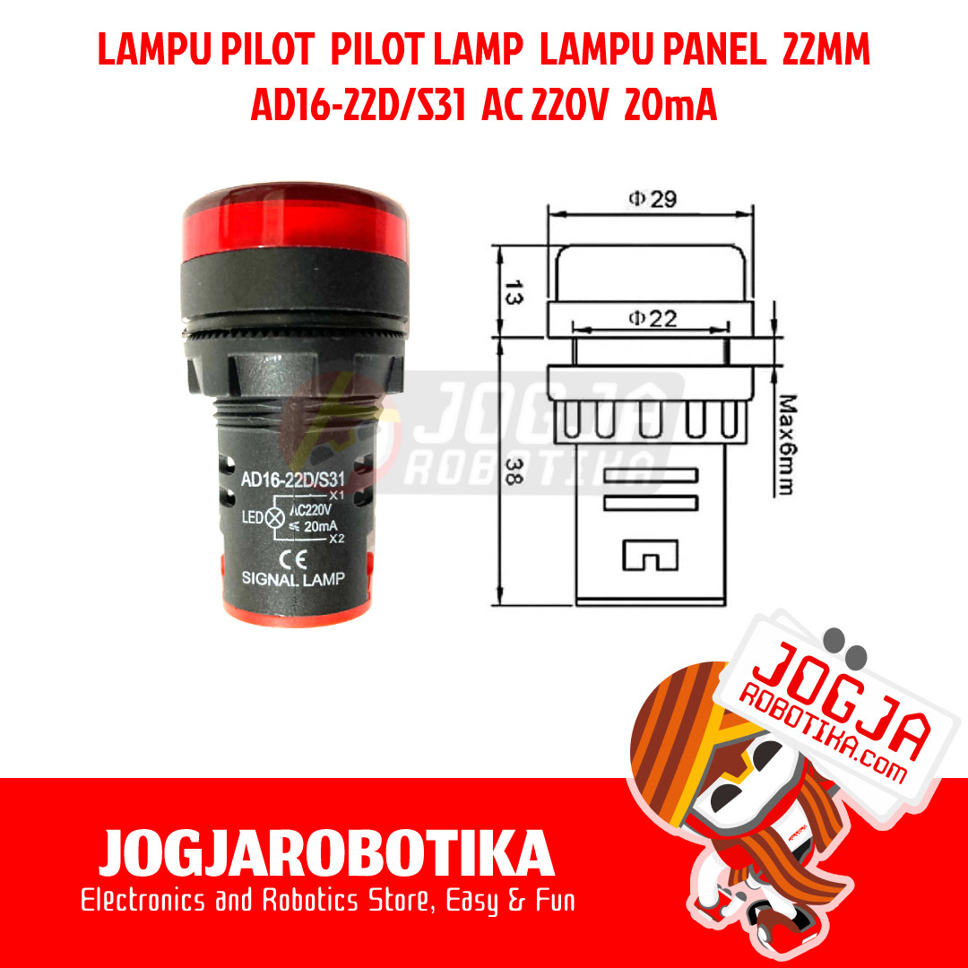 LAMPU PILOT PILOT LAMP SIGNAL LAMP LED AC 220V 22MM - MERAH
