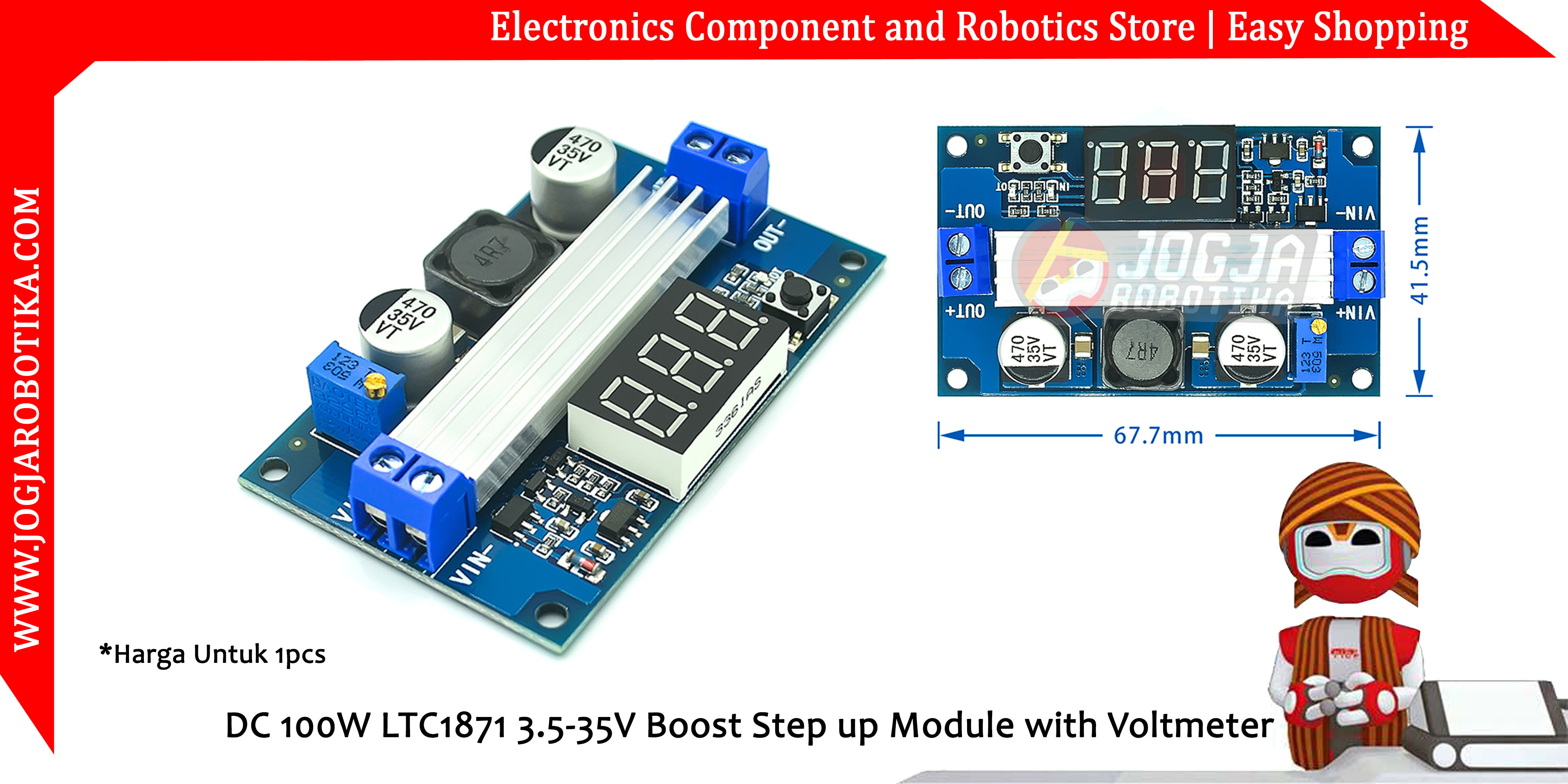 DC 100W LTC1871 3.5-35V Boost Step up Module with Voltmeter