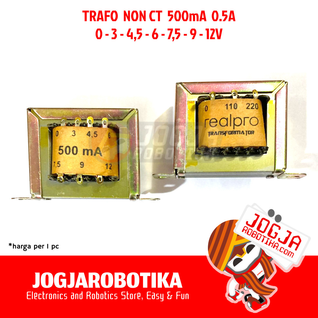 Trafo Travo 500mA 0.5A non CT Engkel Transformator 0-12V