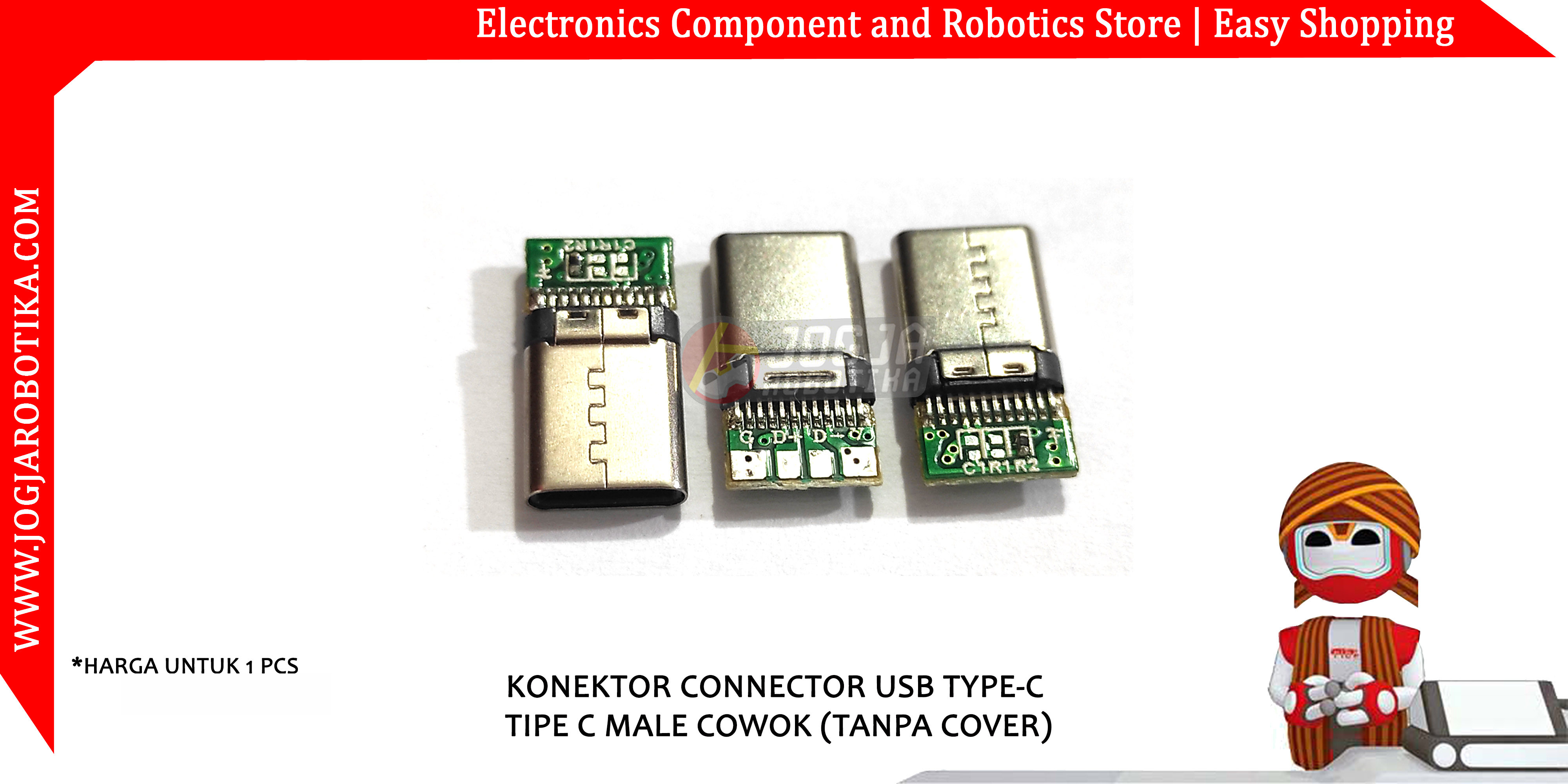 KONEKTOR CONNECTOR USB TYPE-C TIPE C MALE COWOK (TANPA COVER)