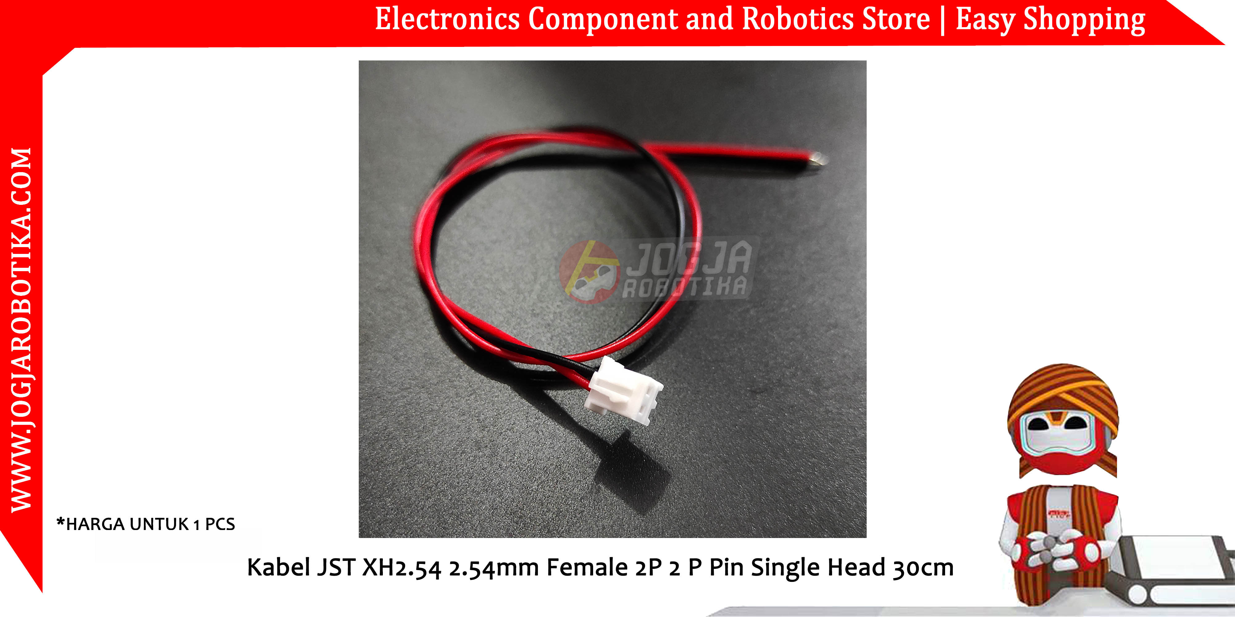 Kabel JST XH2.54 2.54mm Female 2P 2 P Pin Single Head 30cm