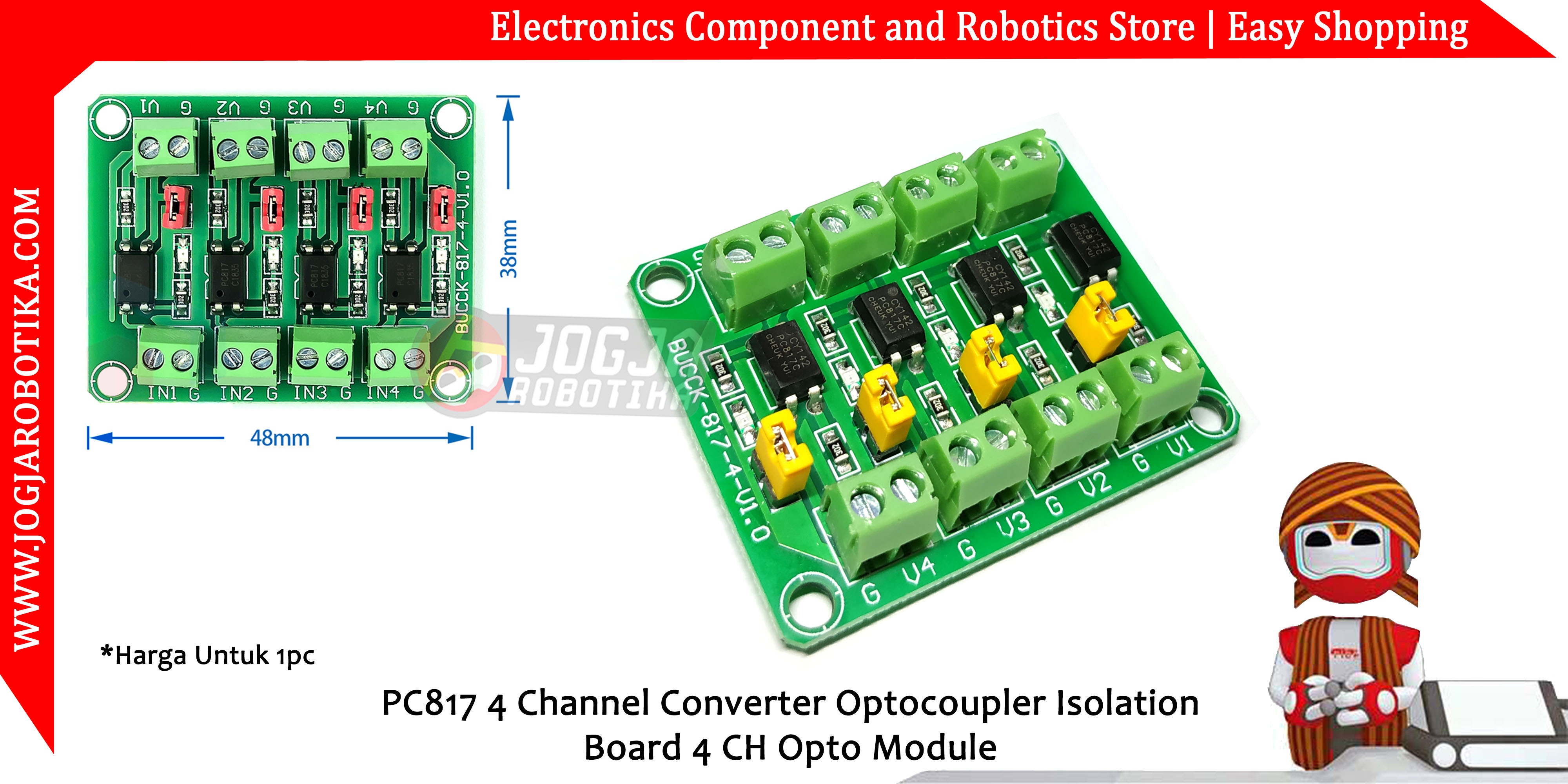 PC817 4 Channel Converter Optocoupler Isolation Board 4 CH Opto Module