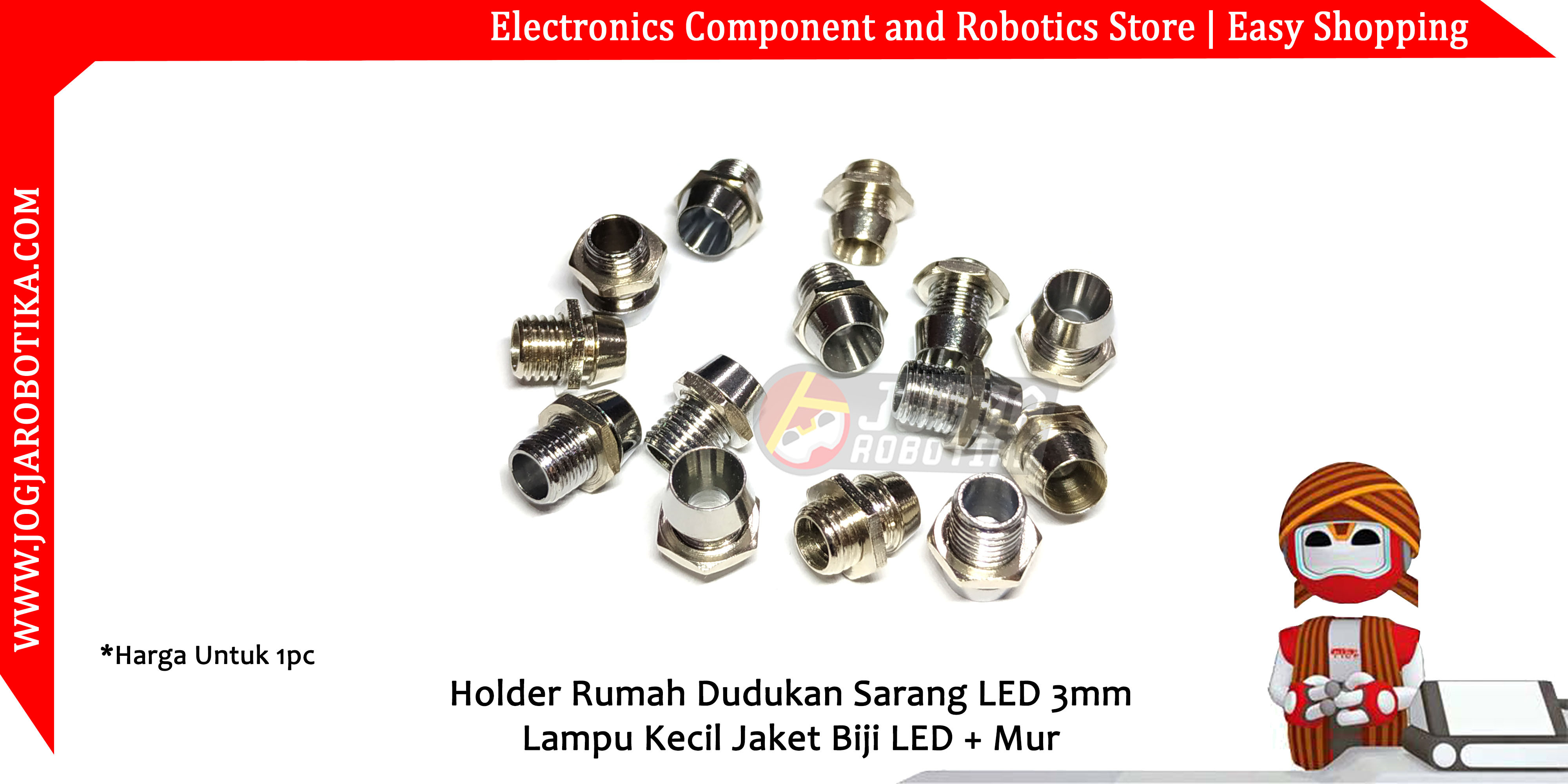 Holder Rumah Dudukan Sarang LED 3mm Lampu Kecil Jaket Biji LED + Mur