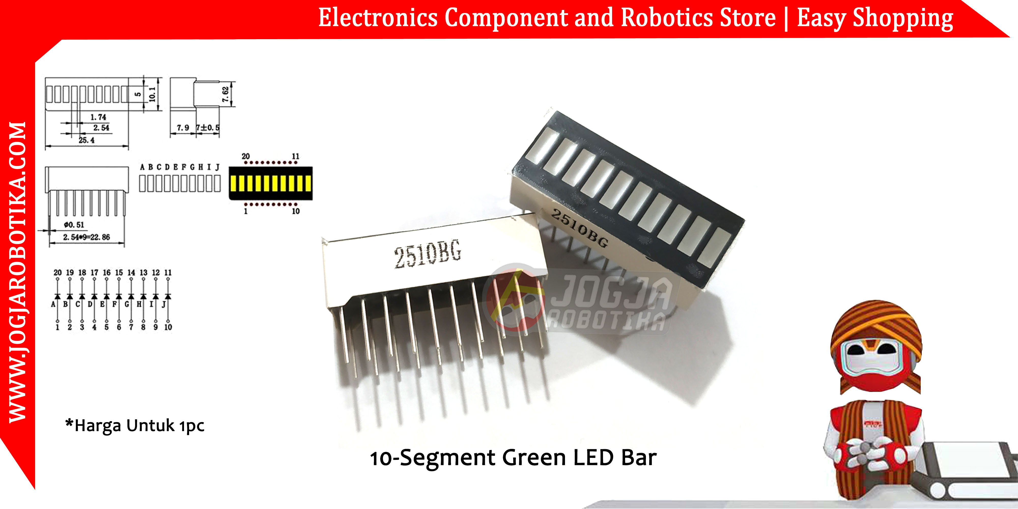 10-Segment Green LED Bar