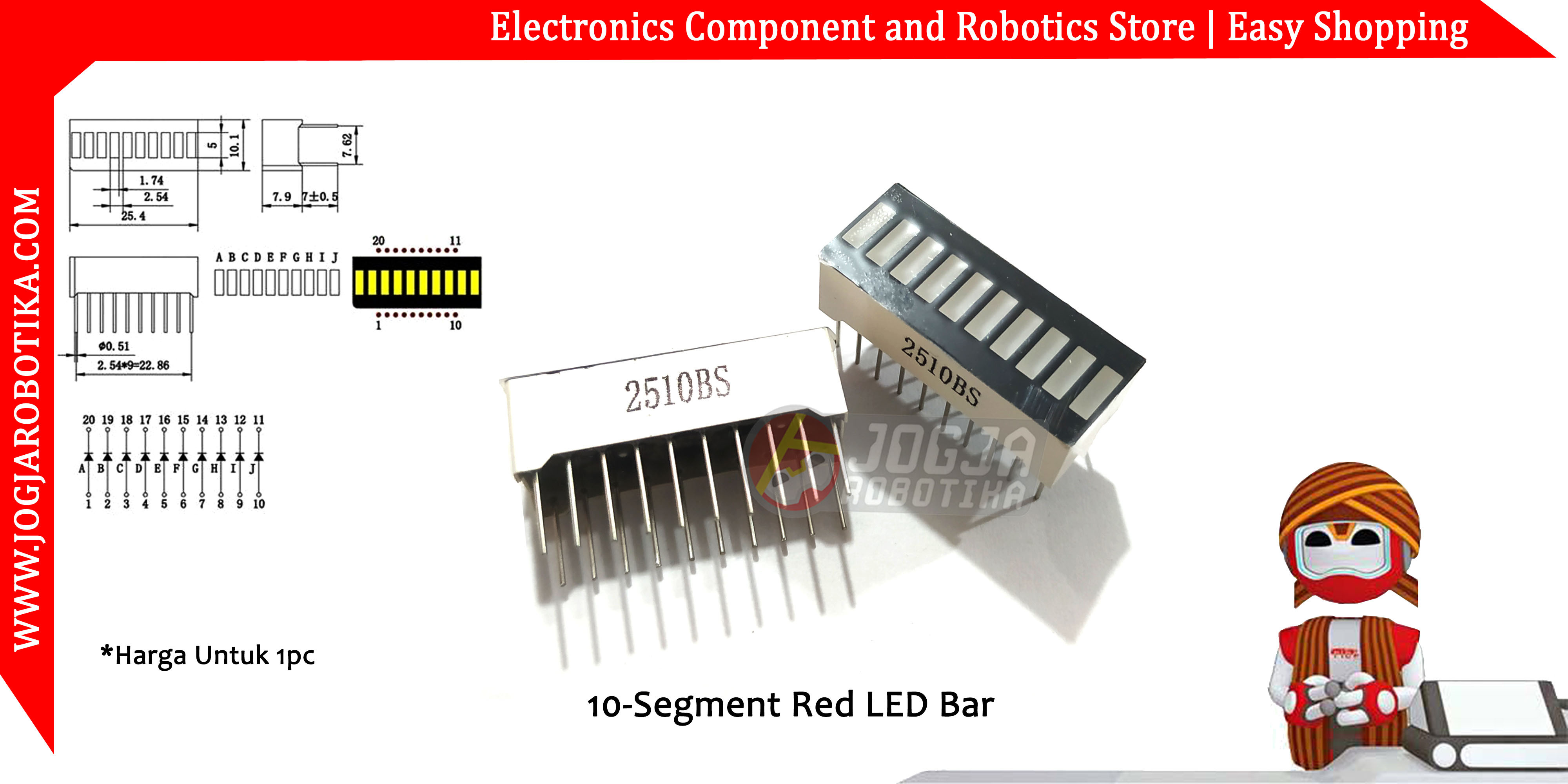 10-Segment Red LED Bar