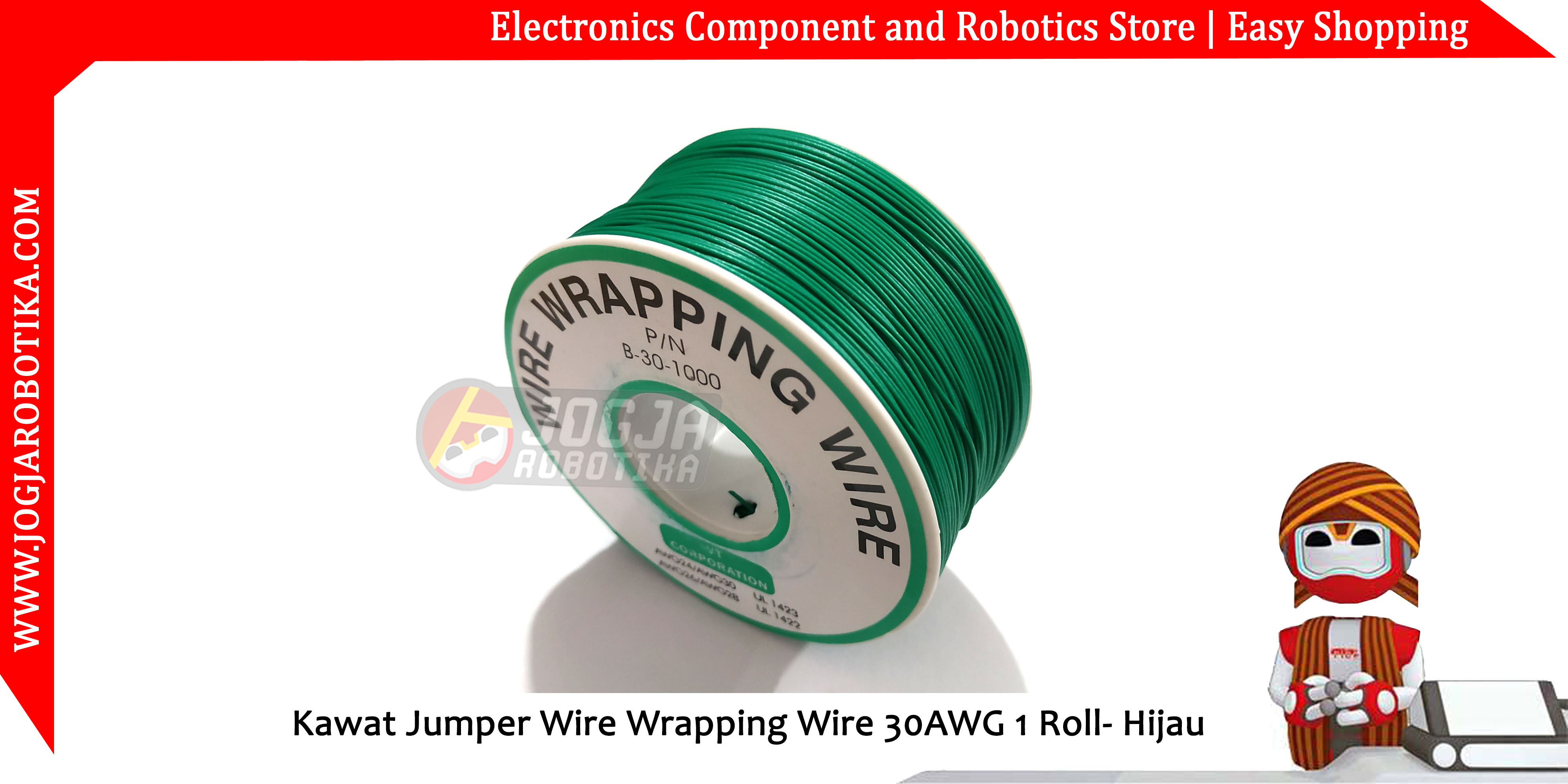 Kawat Jumper Wire Wrapping Wire 30AWG 1 Roll - Hijau