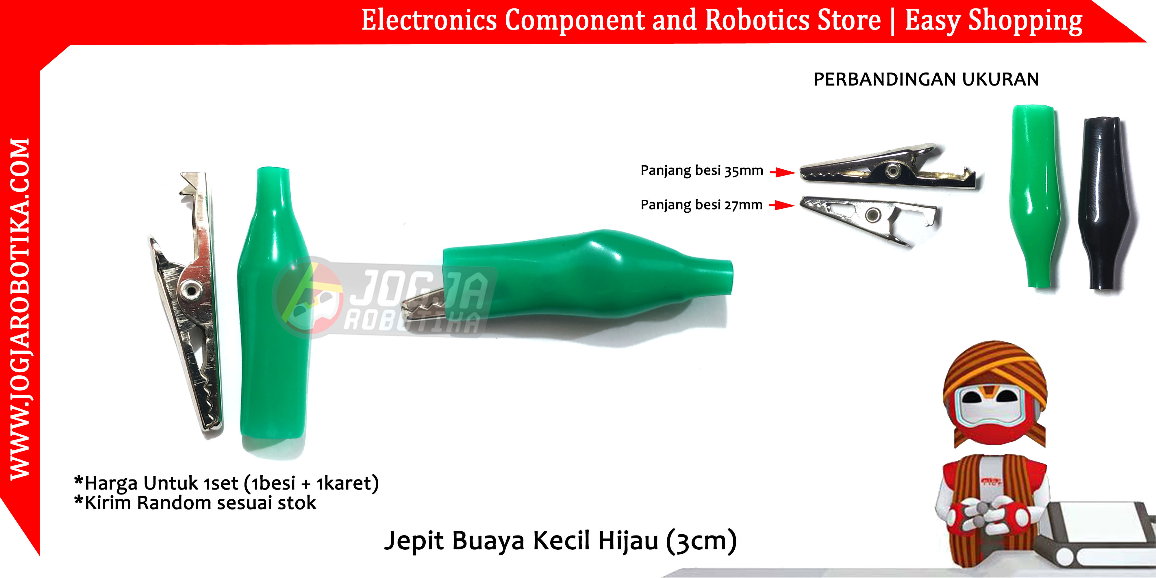 Jepit Buaya Kecil Hijau (3cm)