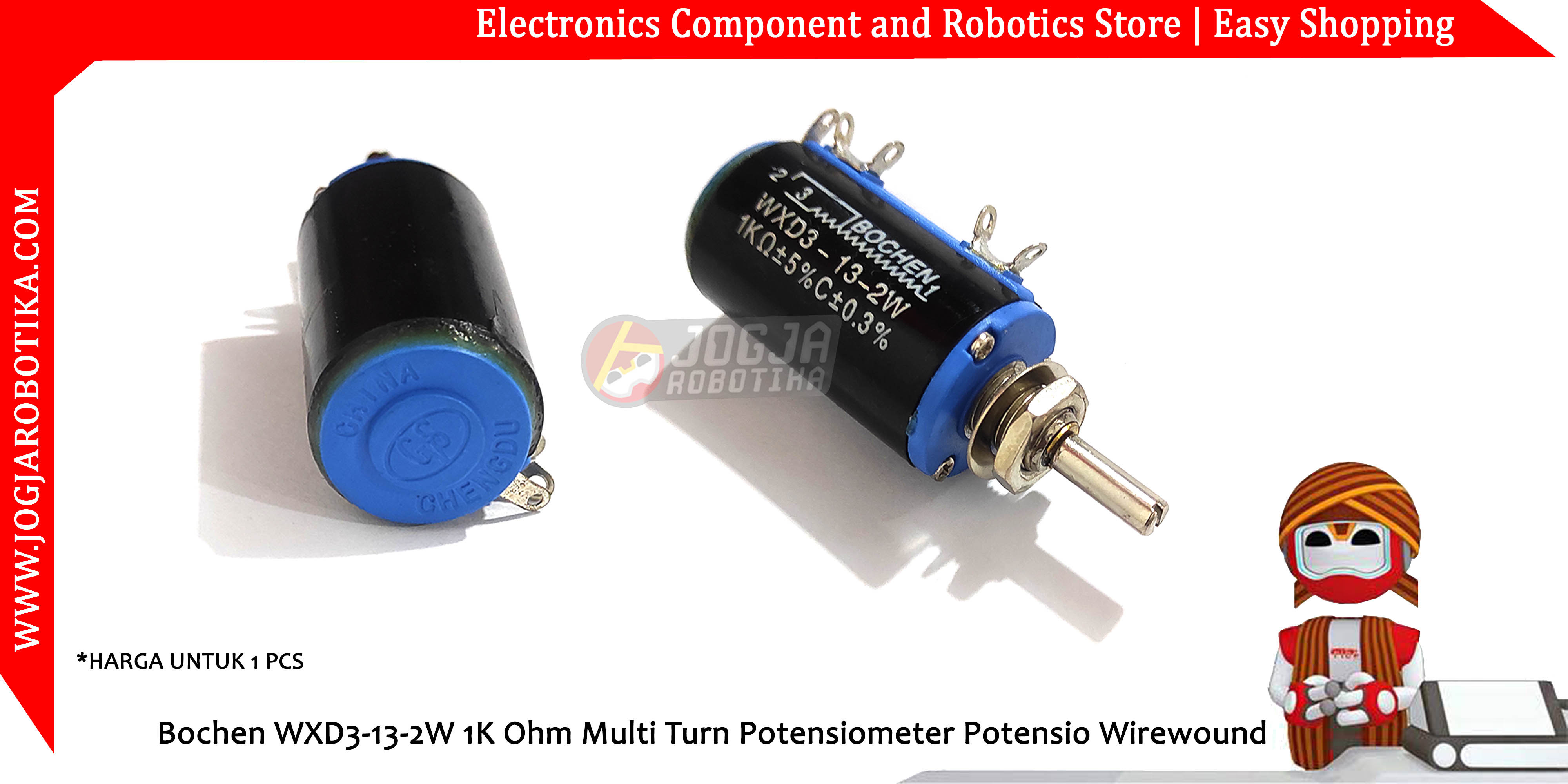 Bochen WXD3-13-2W 1K Ohm Multi Turn Potensiometer Potensio Wirewound