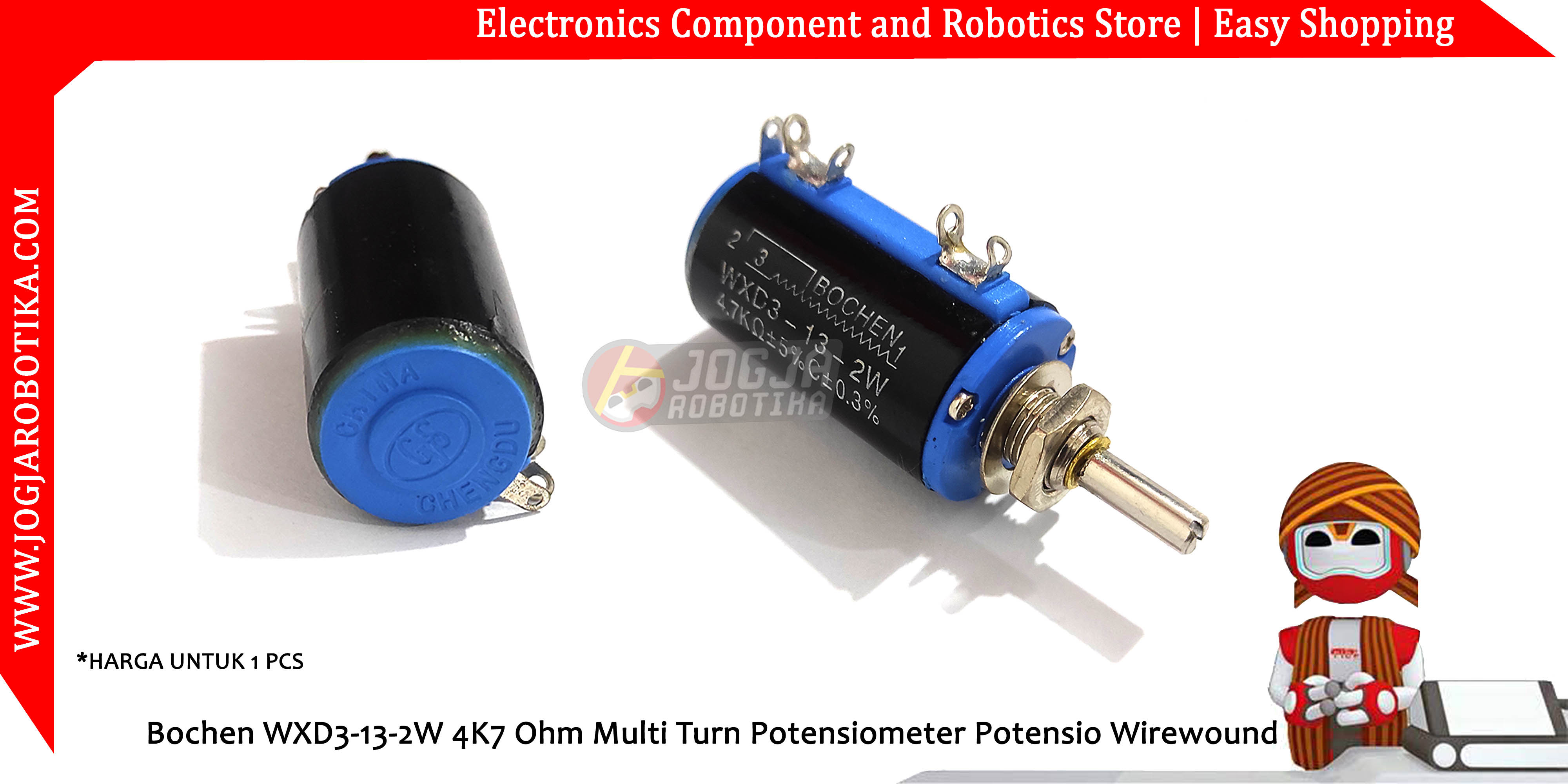 Bochen WXD3-13-2W 4K7 Ohm Multi Turn Potensiometer Potensio Wirewound