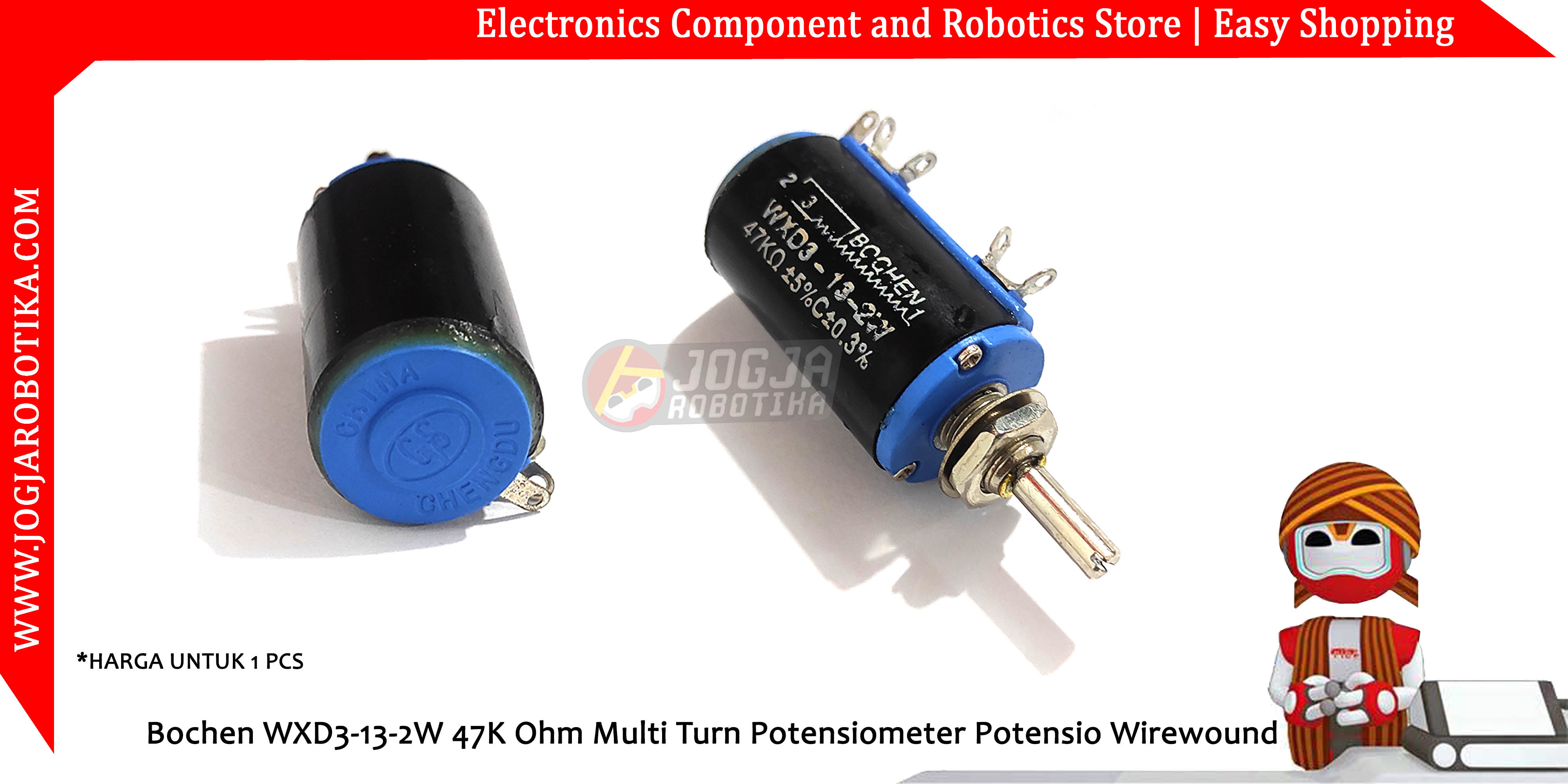 Bochen WXD3-13-2W 47K Ohm Multi Turn Potensiometer Potensio Wirewound