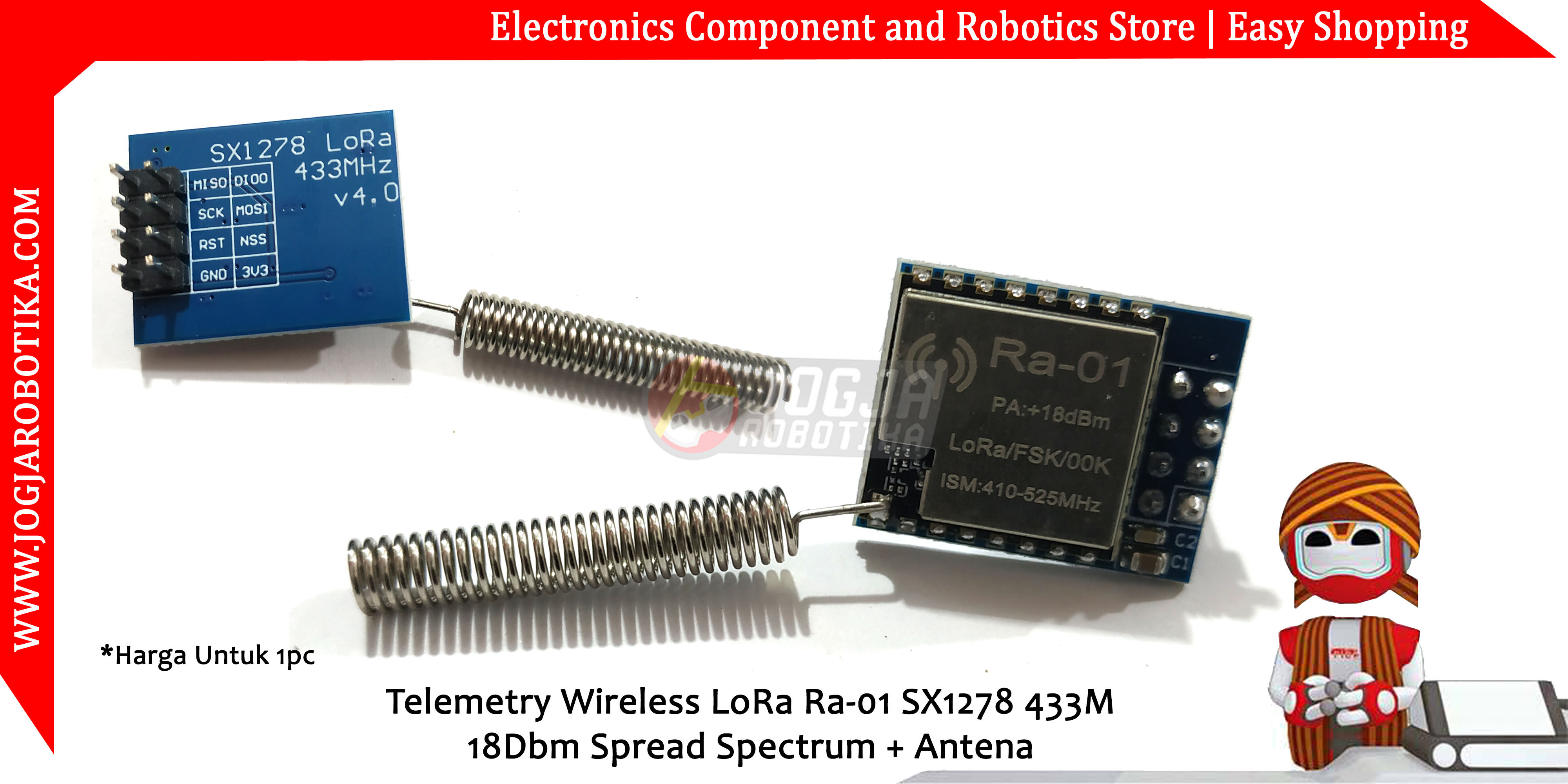 Telemetry Wireless LoRa Ra-01 SX1278 433M 18Dbm Spread Spectrum + Antena