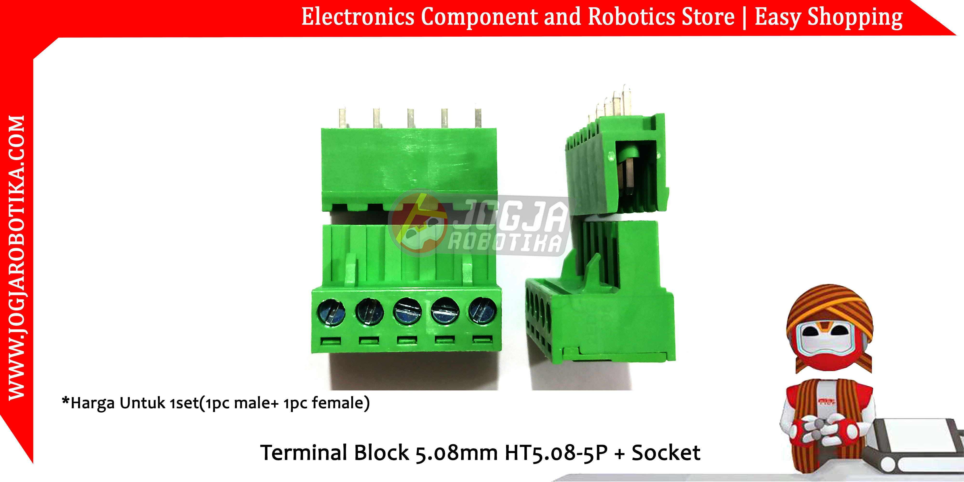 Terminal Block 5.08mm HT5.08-5P + Socket