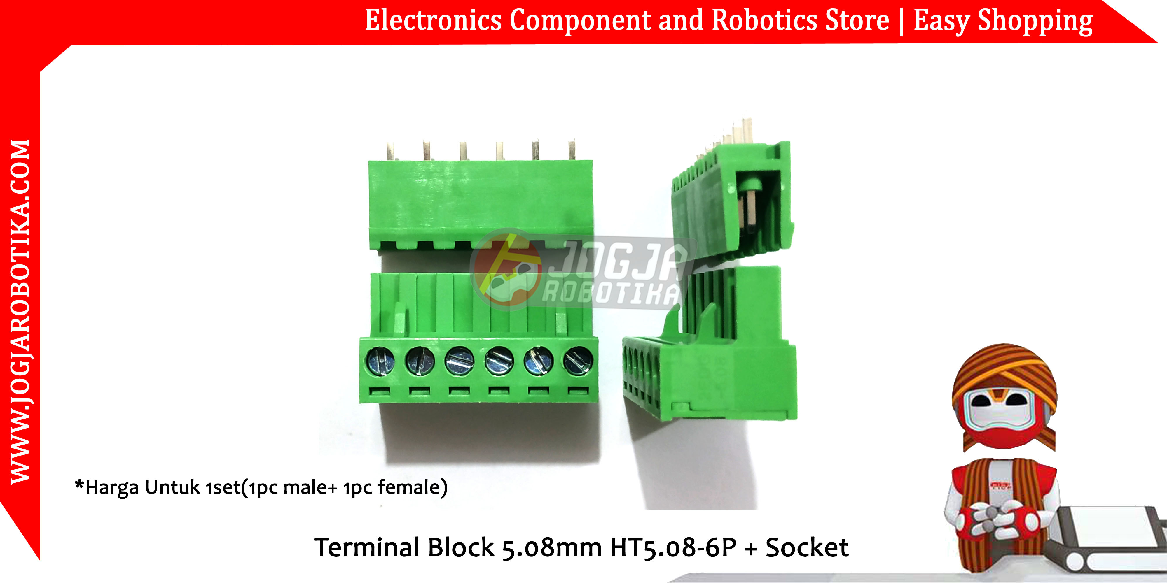 Terminal Block 5.08mm HT5.08-6P + Socket