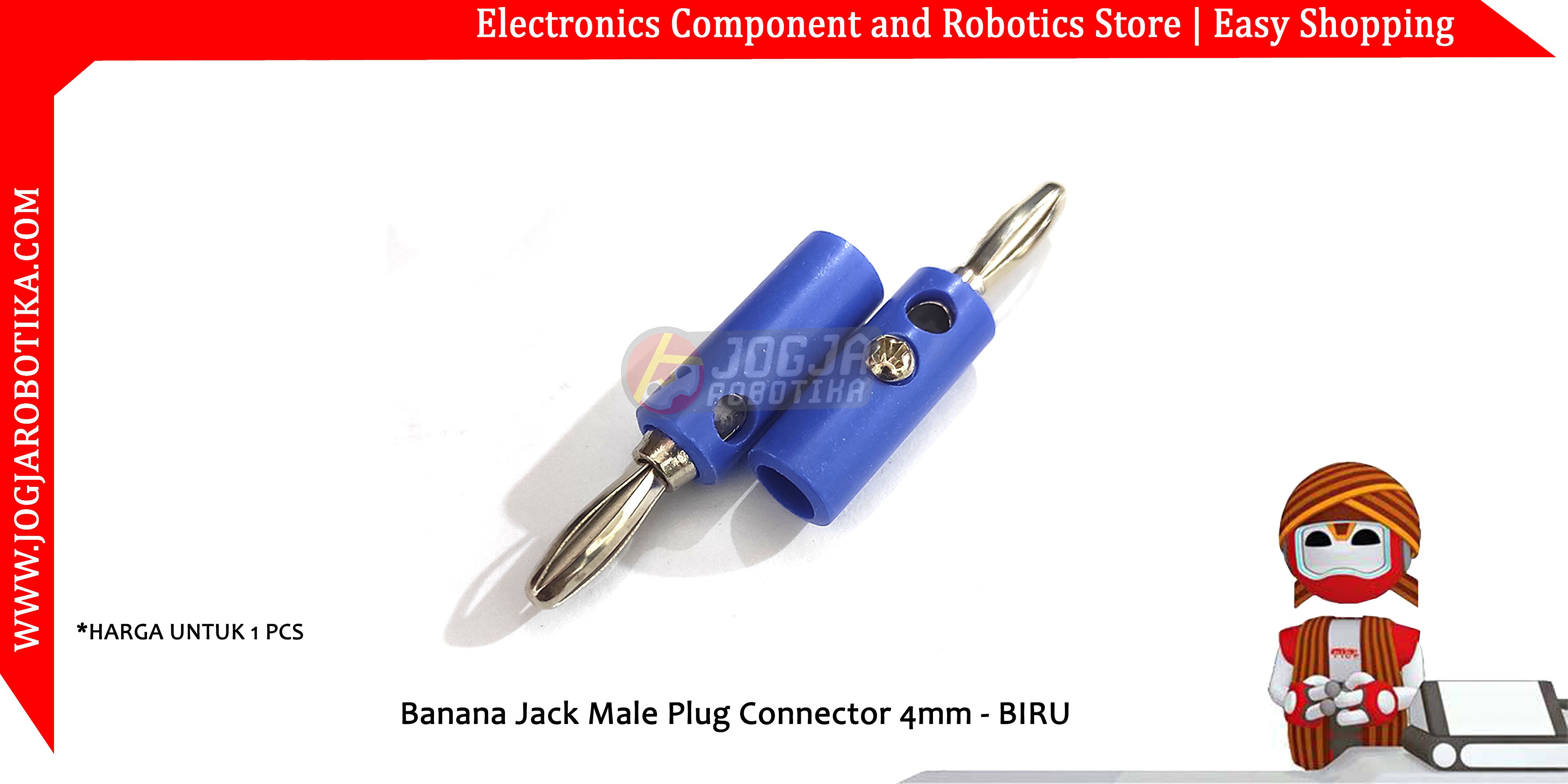Banana Jack Male Plug Connector 4mm - BIRU