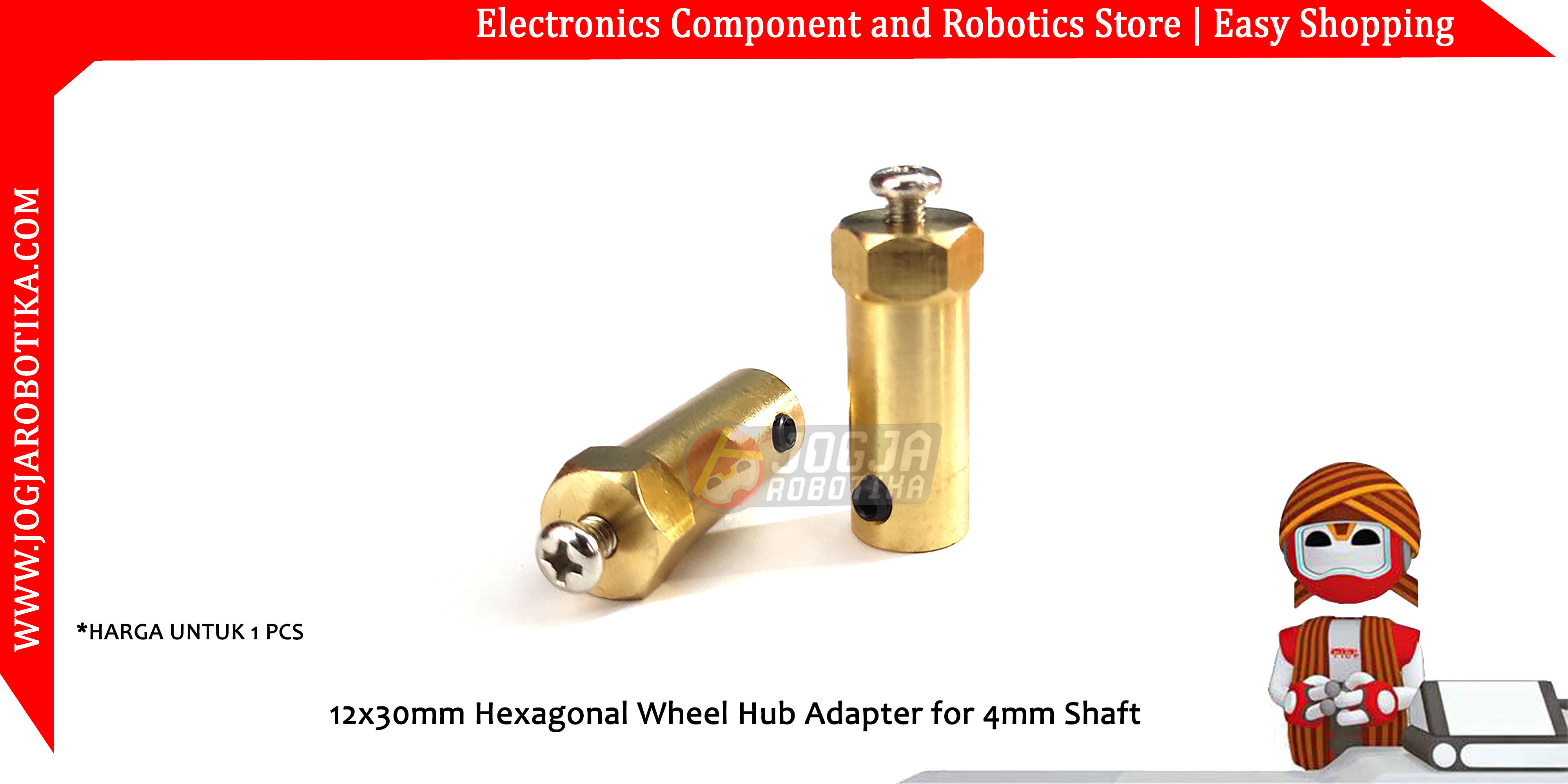 12x30mm Hexagonal Wheel Hub Adapter for 4mm Shaft