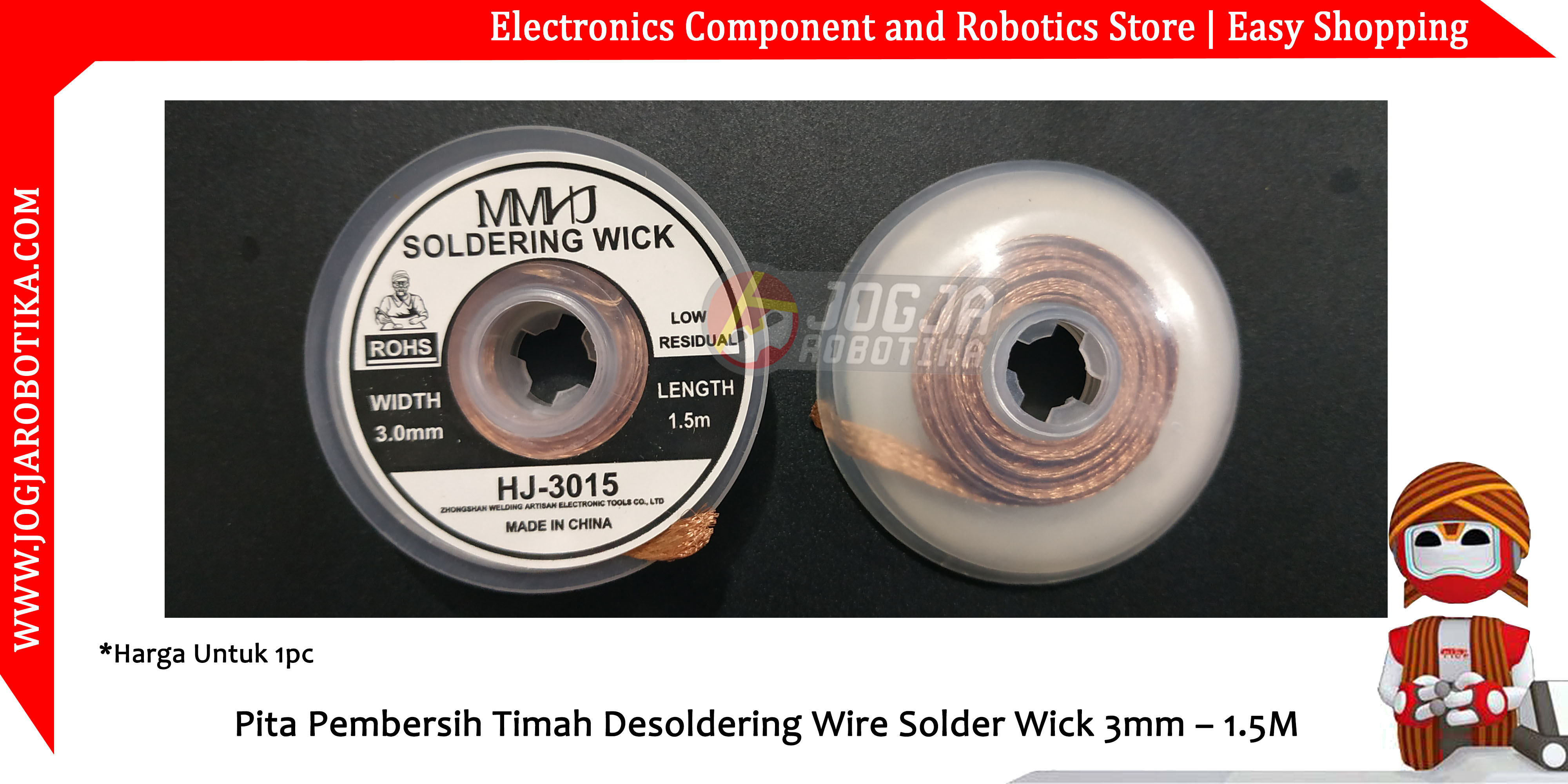 Pita Pembersih Timah Desoldering Wire Solder Wick 3mm – 1.5M