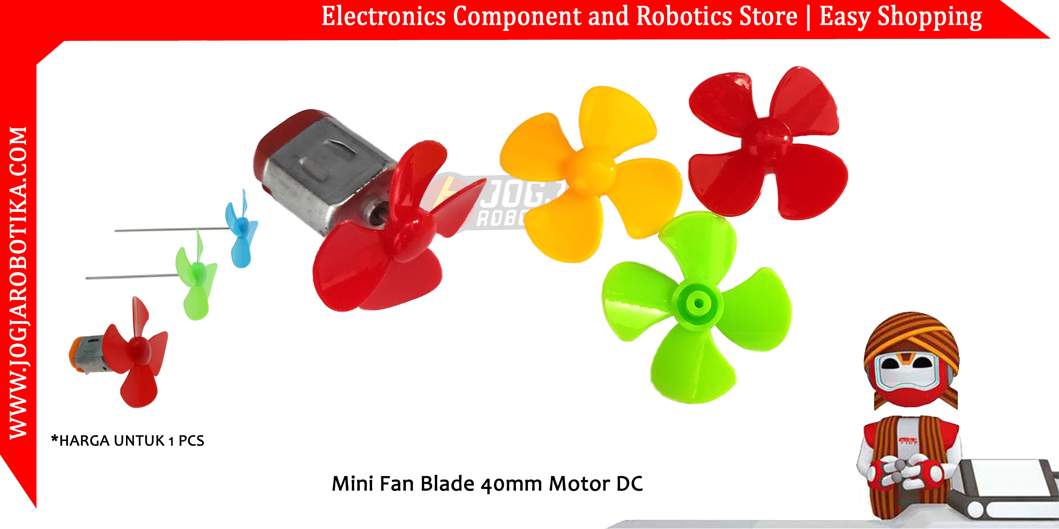Mini Fan Blade 40mm Motor DC-Hijau